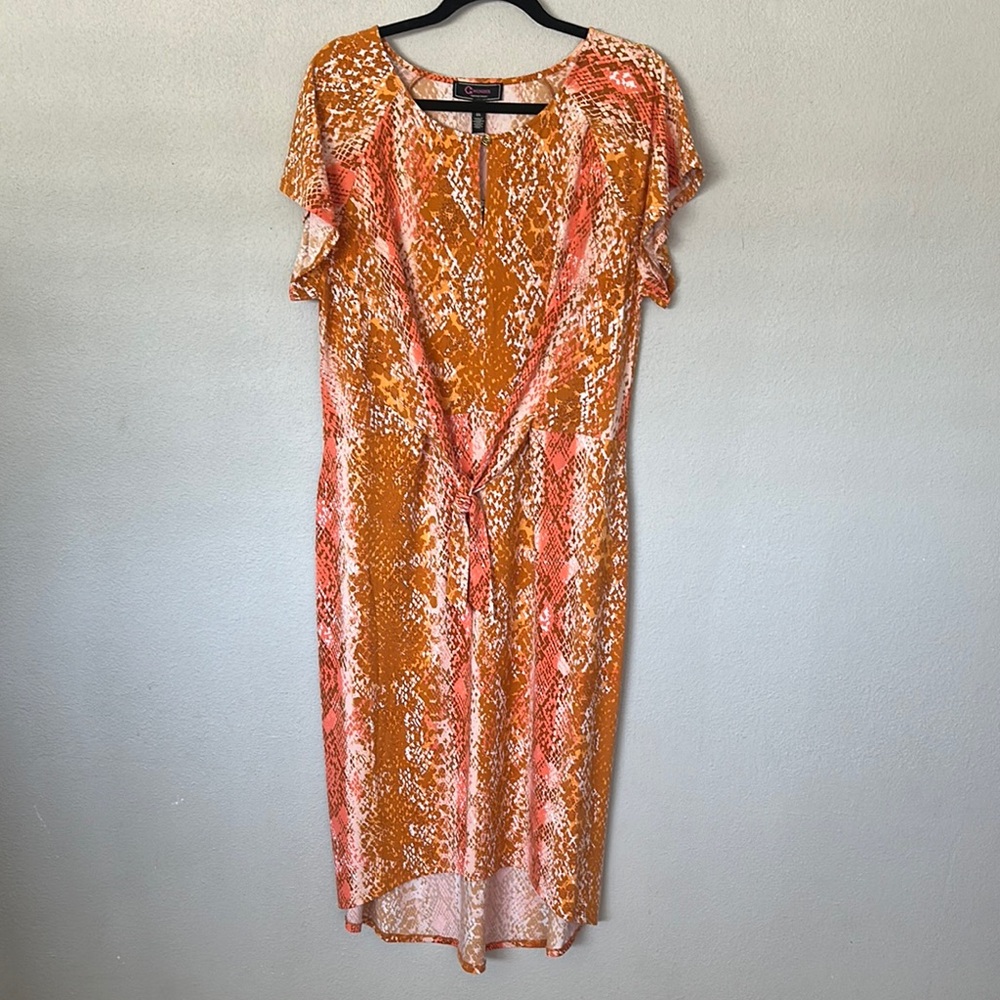Orange & Pink Printed Tie-Waist Dress Size XL